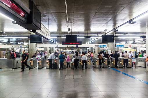 Sao Paulo, Brazil - Feb  2: View of metro station in Sao Paulo, Brazil