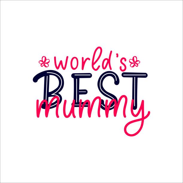 istock Mothers day quote World s Best Mummy, hand draw flower. Script lettering. Pink color. Vector phrase for t shirt print, 1311160100