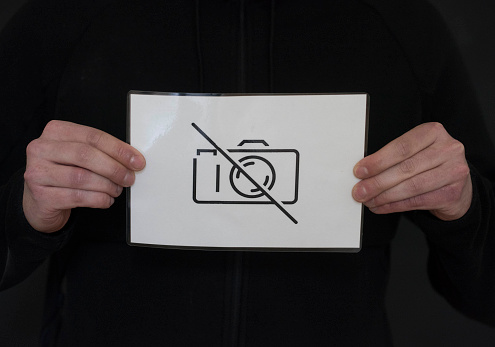 a ban on photography sign, the prohibition of taking pictures