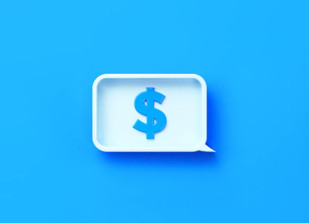 Dollar Sign Written White Chat Bubble On Blue Background