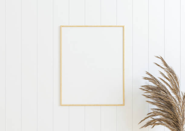 istock Single 8x10 Vertical wooden Frame mockup on white wooden wall. 1311165778