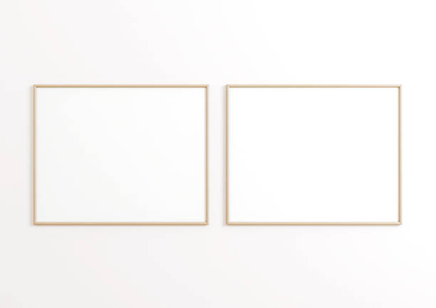 istock Double 8x10 Horizontal Beige Frame mockup on white wall. 1311165819