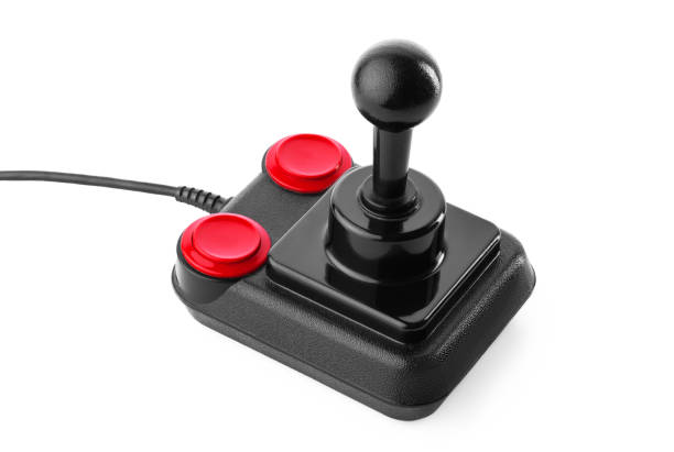 istock Retro joystick from 8-bit consoles. Game controller isolated on white background 1311166883