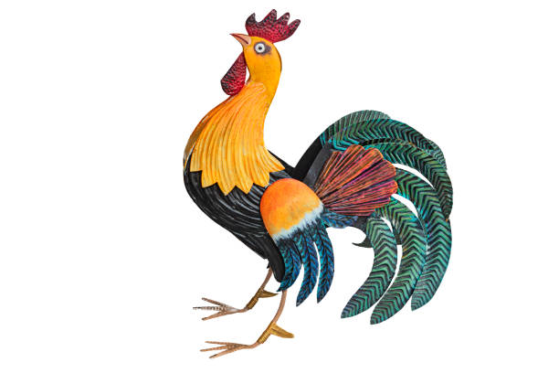 Splendid tin rooster sculpture
