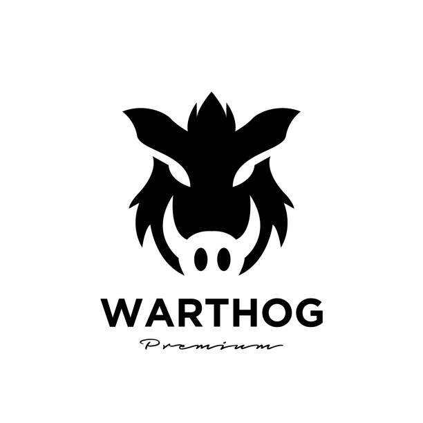 warzenschwein einfache vektor-logo-illustration-design - warzenschwein stock-grafiken, -clipart, -cartoons und -symbole