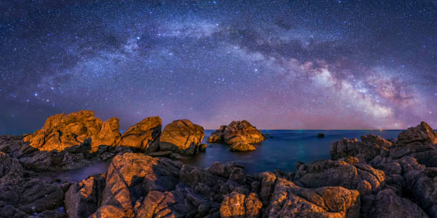 Photo of sea at night and beautiful Milky Way