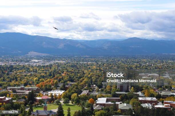 Missoula From Above Stock Photo - Download Image Now - Montana - Western USA, Missoula, Mountain