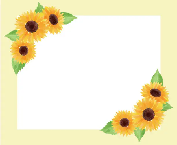 Vector illustration of sunflower illustration frame yellow