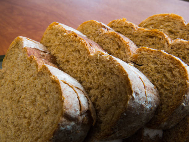 istock Slices of bread on a tray 1311189661