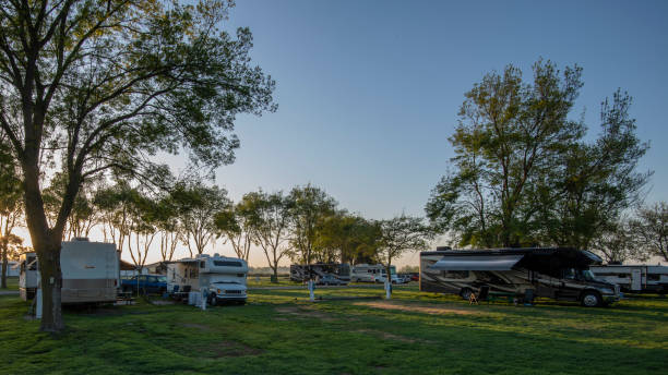 istock Rv camping in the early morning sunrise 1311189954
