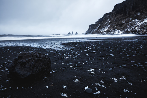 Reynisfjara Black Sand Beach, Vik, Iceland, North Atlantic Ocean