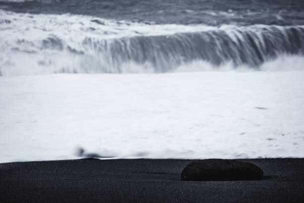 Waves on the Black Sand Beach, Vik, Iceland, North Atlantic Ocean