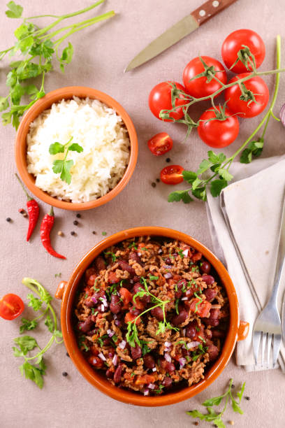 istock chili con carne and rice 1311191147
