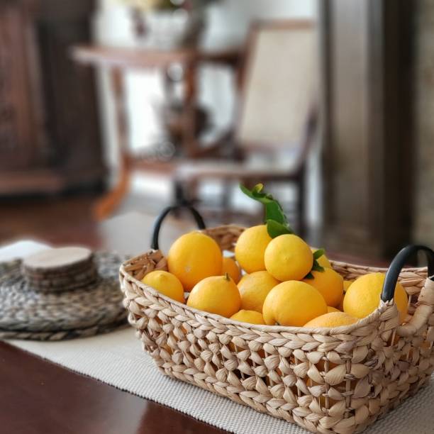 Lemons In A Basket stock photo