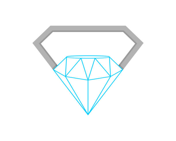 Diamond gem jewelry with line art Diamond gem jewelry with line art diamond ring clipart stock illustrations