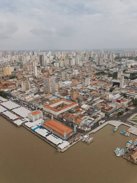 Aerial photo of the city of Belém in Pará, showing the Vero o Peso