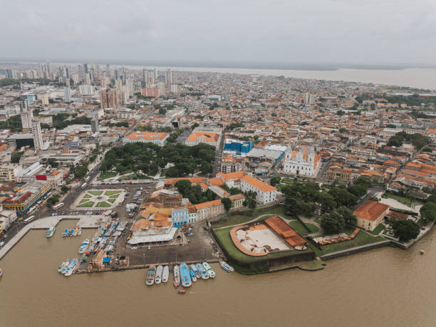 City of Belém do Pará Aerial photo of the city of Belém in Pará, showing the Vero o Peso belém brazil stock pictures, royalty-free photos & images
