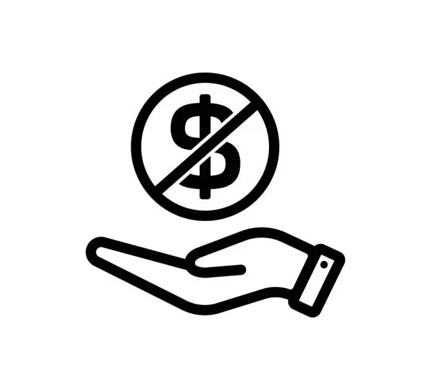 Vector illustration of No dollar sign vector icon illustration ( USD ) | no exchange, free price.