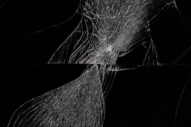 istock Broken glass dark background texture, Cracked touch screen phone. 1311201858