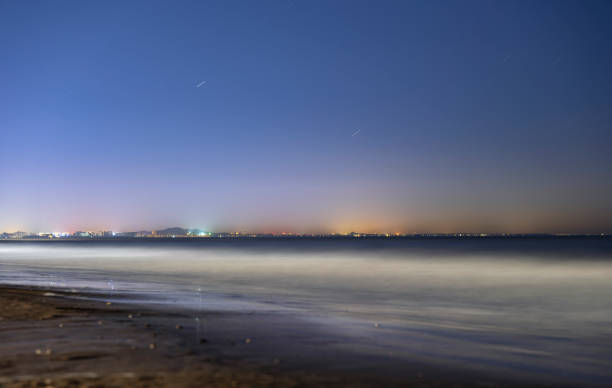 istock Aranya Sea and city lights at night 1311203215