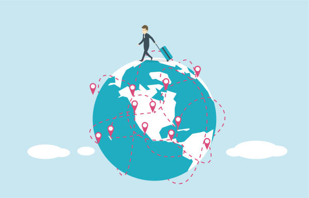 business travel illustration and painting reach destination stock illustrations
