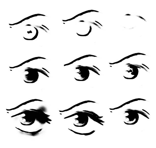 Tutorial Of Drawing Human Eye Eye In Anime Style Female Eyelashes Stock  Illustration - Download Image Now - iStock