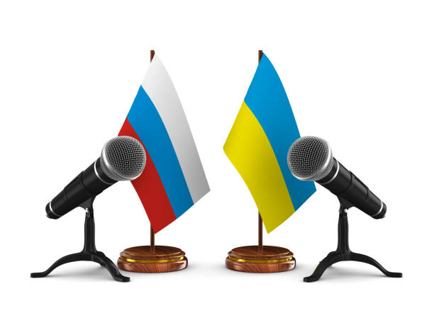 istock parley between Russia and Ukraine white background. Isolated 3D illustration 1311212695