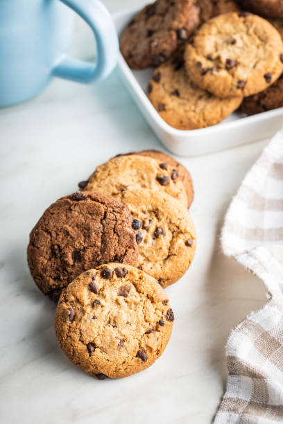 istock Tasty biscuits with chocolate. Sweet chocolate cookies 1311214375