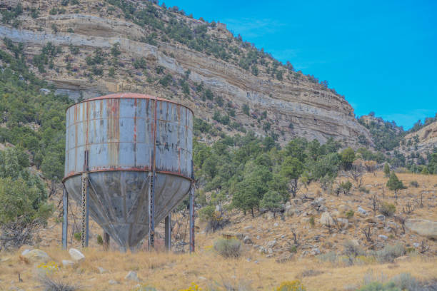 Water Tower abandoned by the Utah Railroad System in Helper, Utah Water Tower abandoned by the Utah Railroad System in Helper, Utah carbon county utah stock pictures, royalty-free photos & images