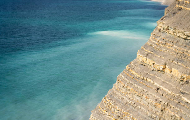 Beautiful landscape sea view with clear turquoise water and sandy rocks