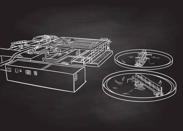 Vector illustration of Water Processing Plant Blackboard
