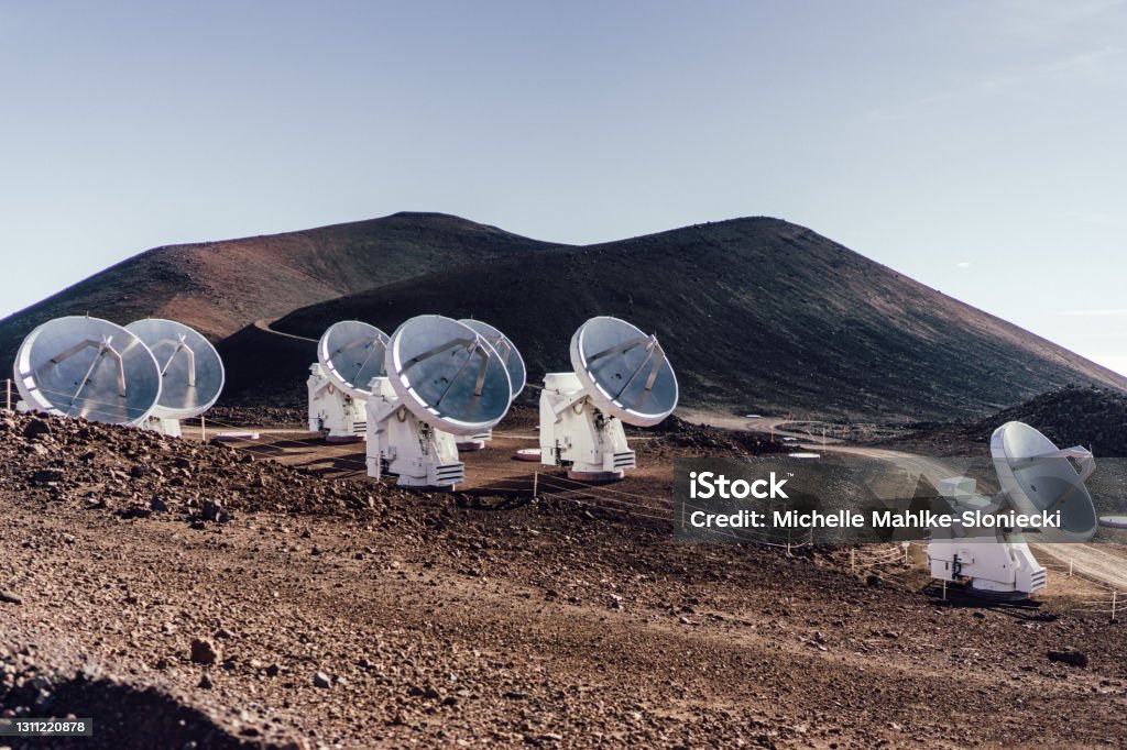 Mauna-Kea observatory Several Telescopes at Mauna-Kea observatory Mauna Kea Stock Photo