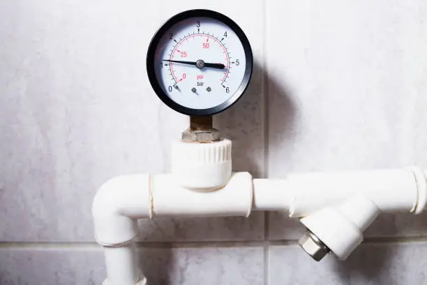 Manometer, water pressure gauge in the home heating system. High quality photo