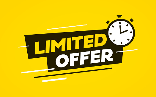 Limited offer. Sale banner. Offer sign with yellow background. Vector illustration