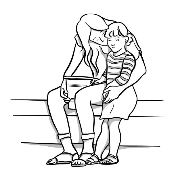 Vector illustration of Tenderness In Sad Moment