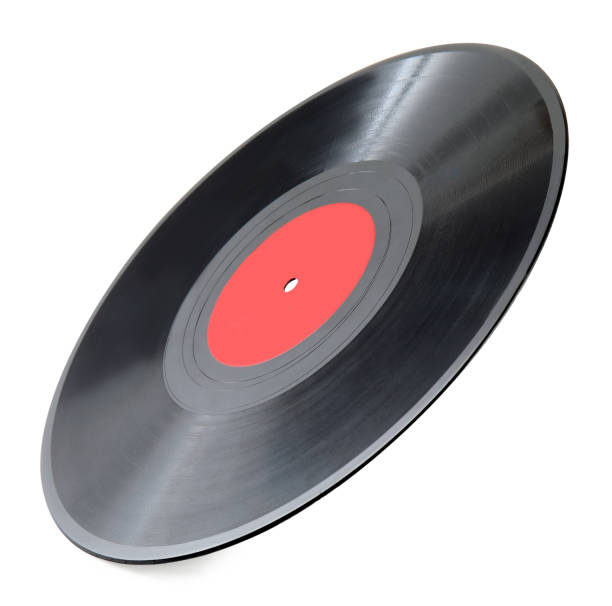 istock Black vintage vinyl record isolated on white 1311226345