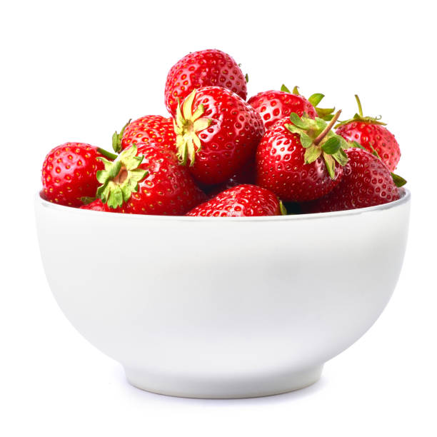 istock White ceramic bowl of Fresh strawberry isolated on white background 1311227038