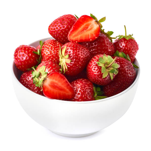 istock White ceramic bowl of Fresh strawberry isolated on white background 1311227045