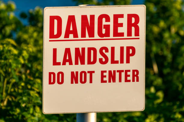 Danger Landslip Do Not Enter warning sign