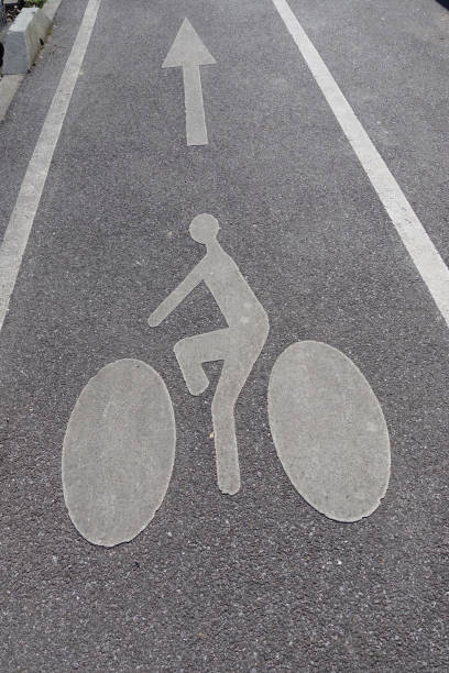 istock Cycle path Road  signs on the ground  Urban environment 1311227663
