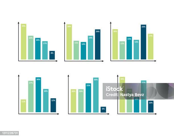 Bar Graph Template Set Vector Flat Illustration Design Elements For ...