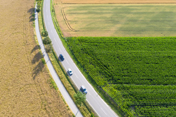 istock Traffic on Country Road, Aerial View 1311228931