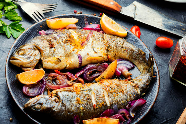 istock Baked rainbow trout with lemon,grilled trout 1311230480