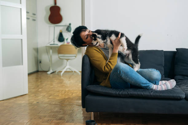 istock woman at home enjoying time with her dog 1311233210
