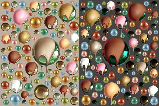 ilustrações, clipart, desenhos animados e ícones de bolhas coloridas com gotículas coloridas - backgrounds candy close up collection