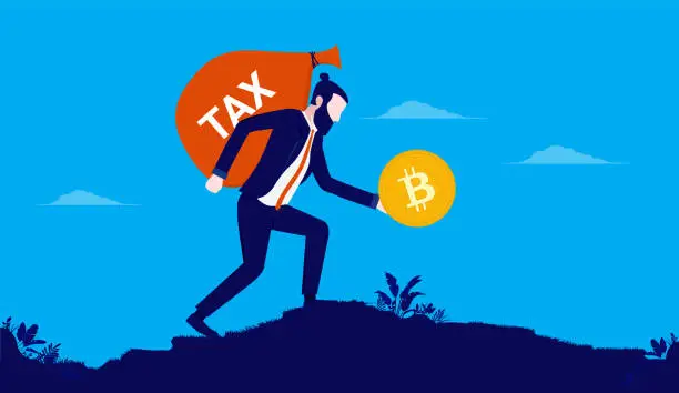 Vector illustration of Bitcoin tax payment
