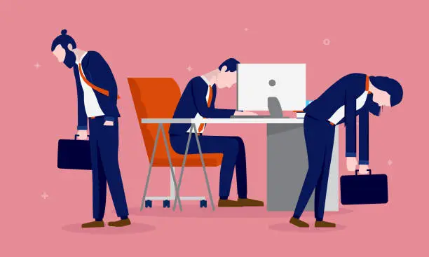 Vector illustration of Unhappy workers