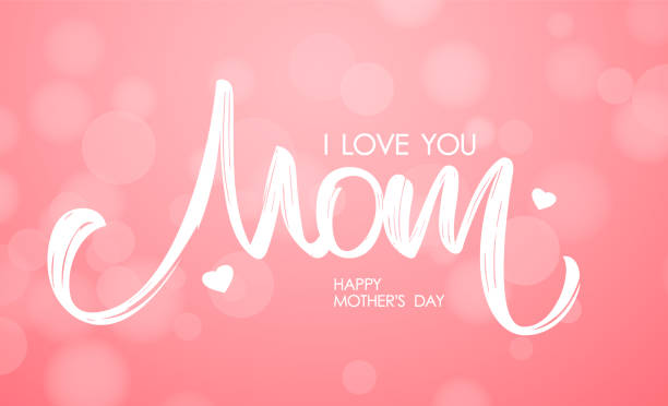 Vector Calligraphic lettering composition of I love You Mom on delicate pink background. Happy Mother's Day. Vector illustration: Calligraphic lettering composition of I love You Mom on delicate pink background. Happy Mother's Day. happy mothers day stock illustrations
