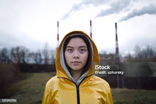 Teenager Girl Protesting Climate Change Stock Photo - Download Image Now - Fridays for Future, Teenager, Climate Change