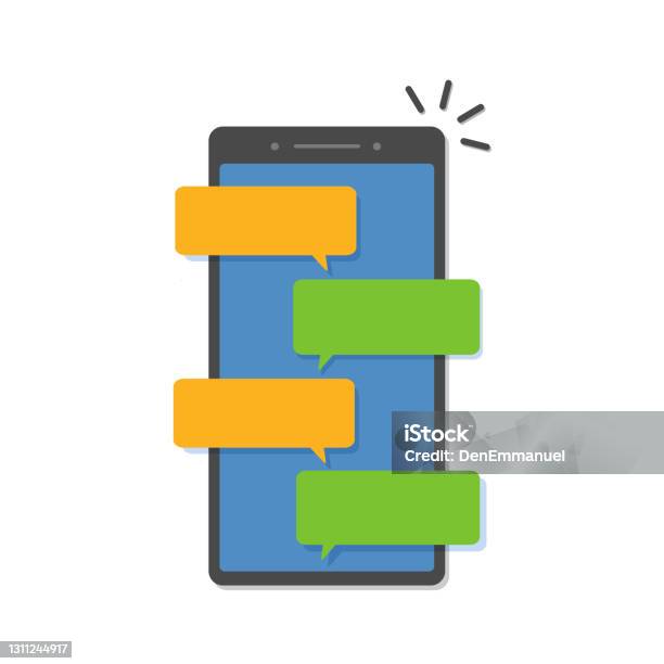 Mobile Phone Screen Messaging Text Boxes Empty Bubbles Stock ...